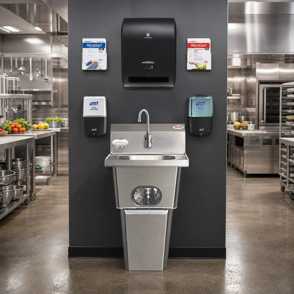 Eagle Group MicroGard HFL-5000-S-X Touch-Free Integrated Handwashing Station, Wall-Mounted Skirted, 304 Stainless Steel