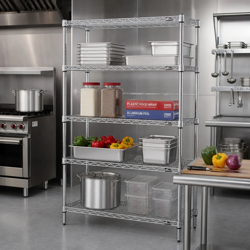 Eagle Group S4-63-2136S 4-Tier Starter Wire Shelving Unit, 36 x 21 x 63 Inches, Stainless Steel Finish