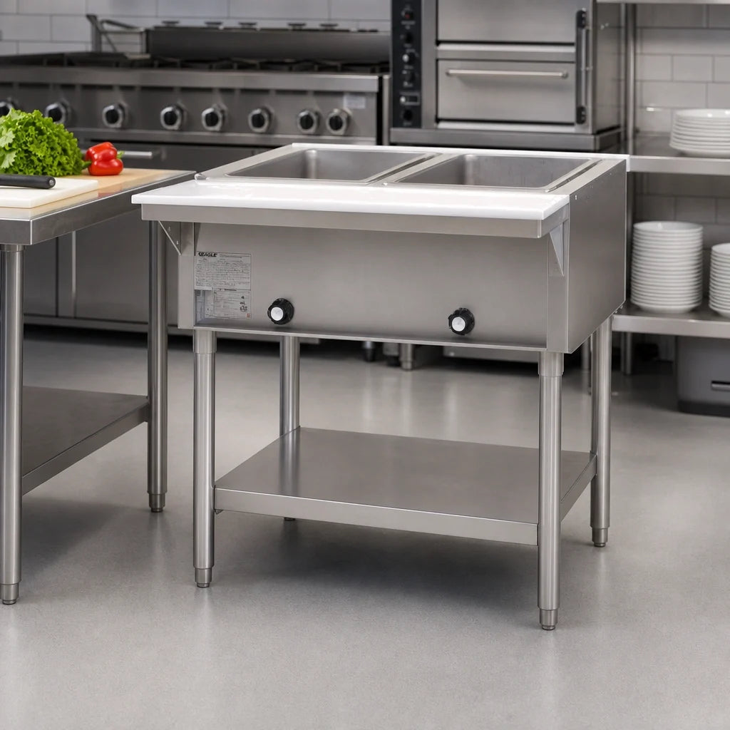 Eagle Group HT2-NG-3VP 33-Inch Natural Gas Open-Base Hot Food Table with 2 12 x 20-Inch Dry Wells and Poly Cutting Board Case of 3