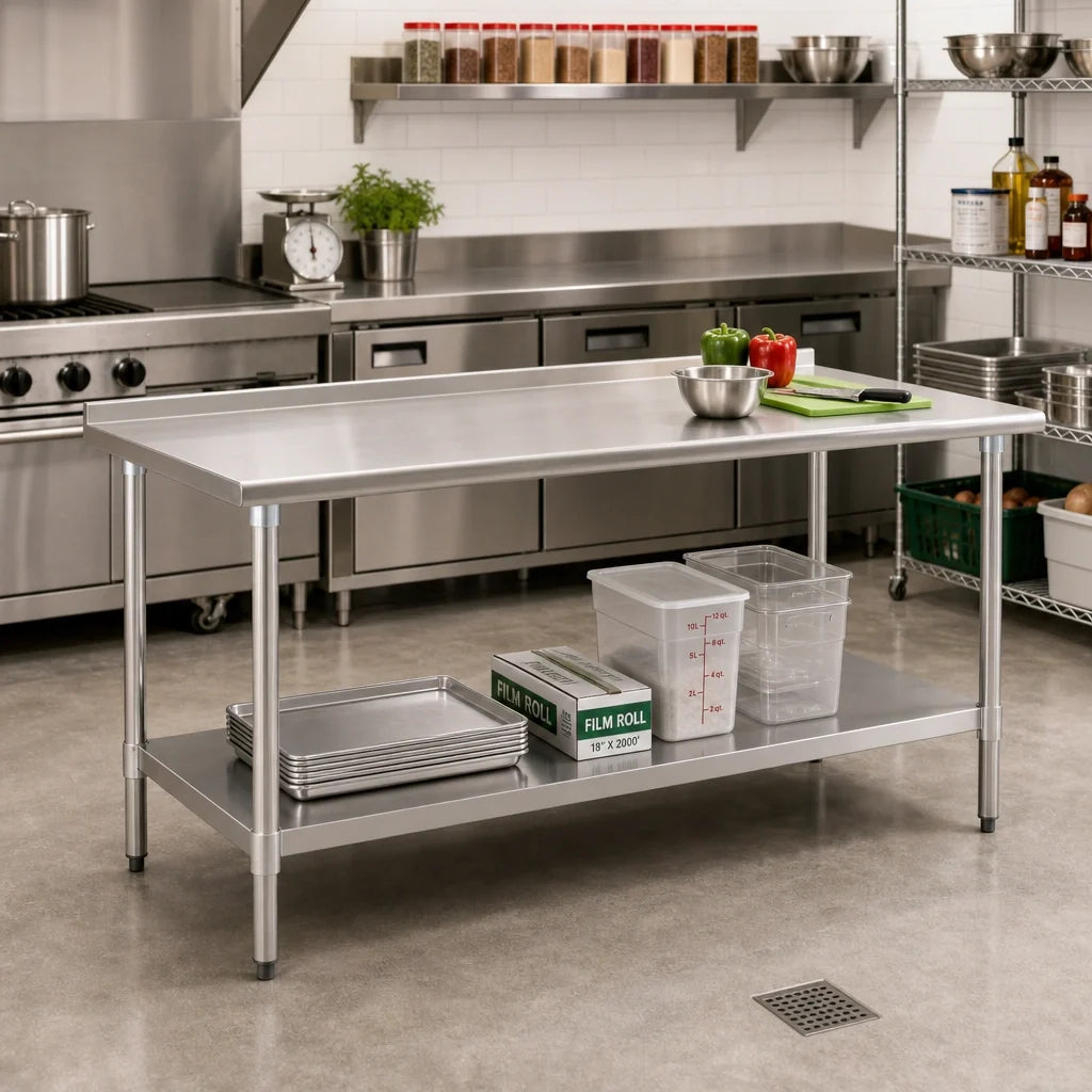Eagle Group BlendPort® BPT-3048SB-UT 430 Stainless Steel Work Table with Rear Upturn and Adjustable Undershelf, 48 x 30 Inches