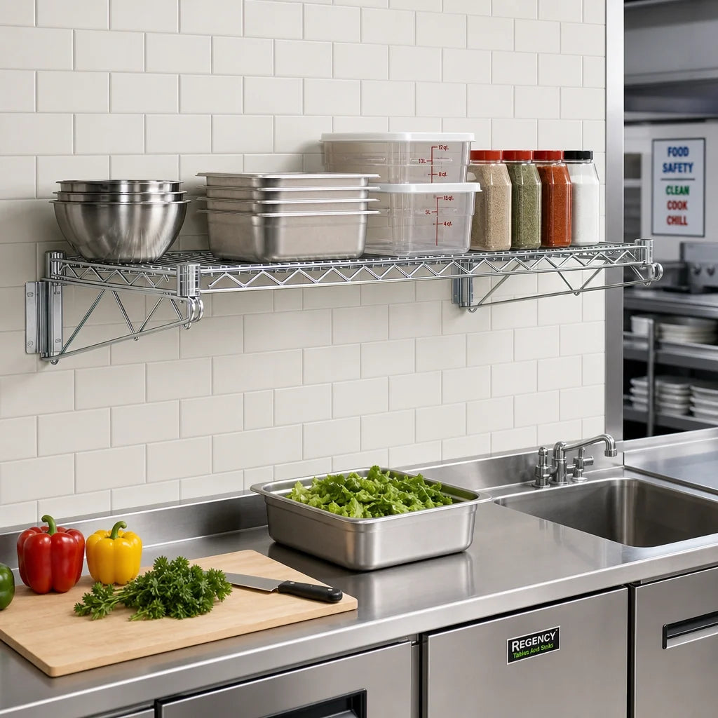 Quantum WDWB1272C Wall-Mount Cantilever Wire Shelf, 72 x 12 Inch, Chrome