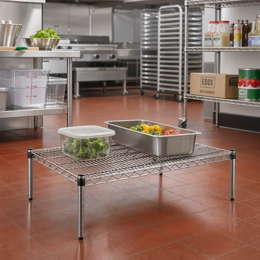 Eagle Group PF2430-C Chrome Wire Dunnage Platform, 30 x 24 x 14 in., 600 lb. Capacity, NSF