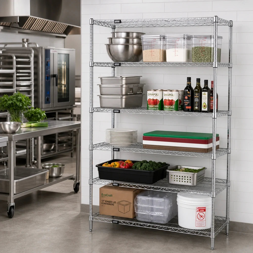 Quantum WR63-3660C-5 Wire Shelving Starter Unit, 60"W x 36"D x 63"H, 5 Shelves, Chrome Finish