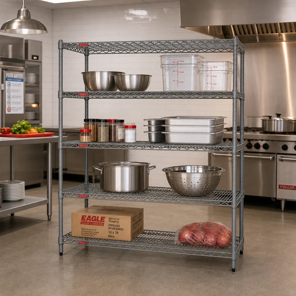 Eagle Group Valu-Master S4-63-2472V 4-Tier Starter Wire Shelving Unit, 72 x 24 x 63 Inches, Pewter Gray Epoxy Finish