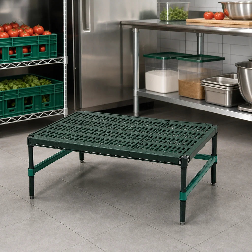 Eagle Group QuadPlus QP-DR2136E-GL Stationary Dunnage Rack with Louvered Polypropylene Mat, 36 x 21 x 14 in, 1000 lb Capacity