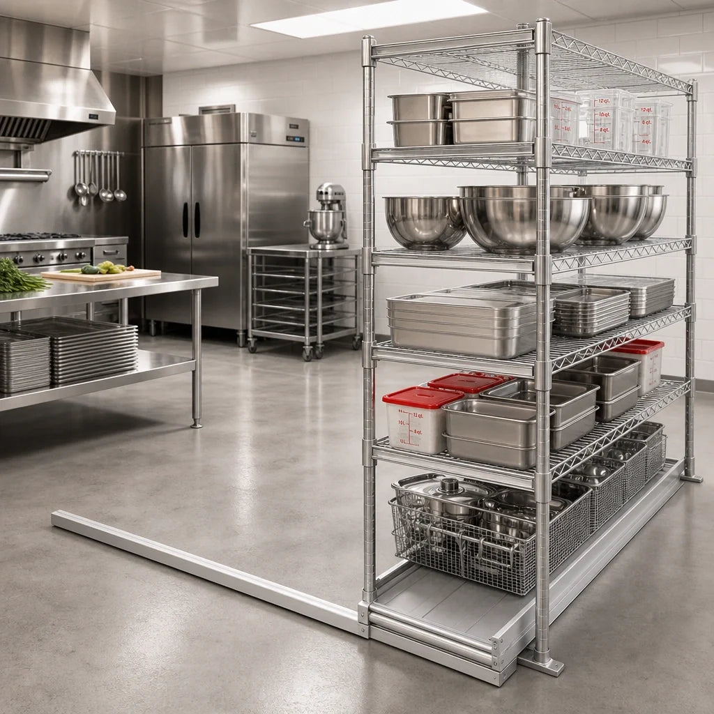 Eagle Group Floor-Trak SDFT-15 Single-Deep Floor Track Kit for Wire Shelving, 15 Ft., Anodized Aluminum