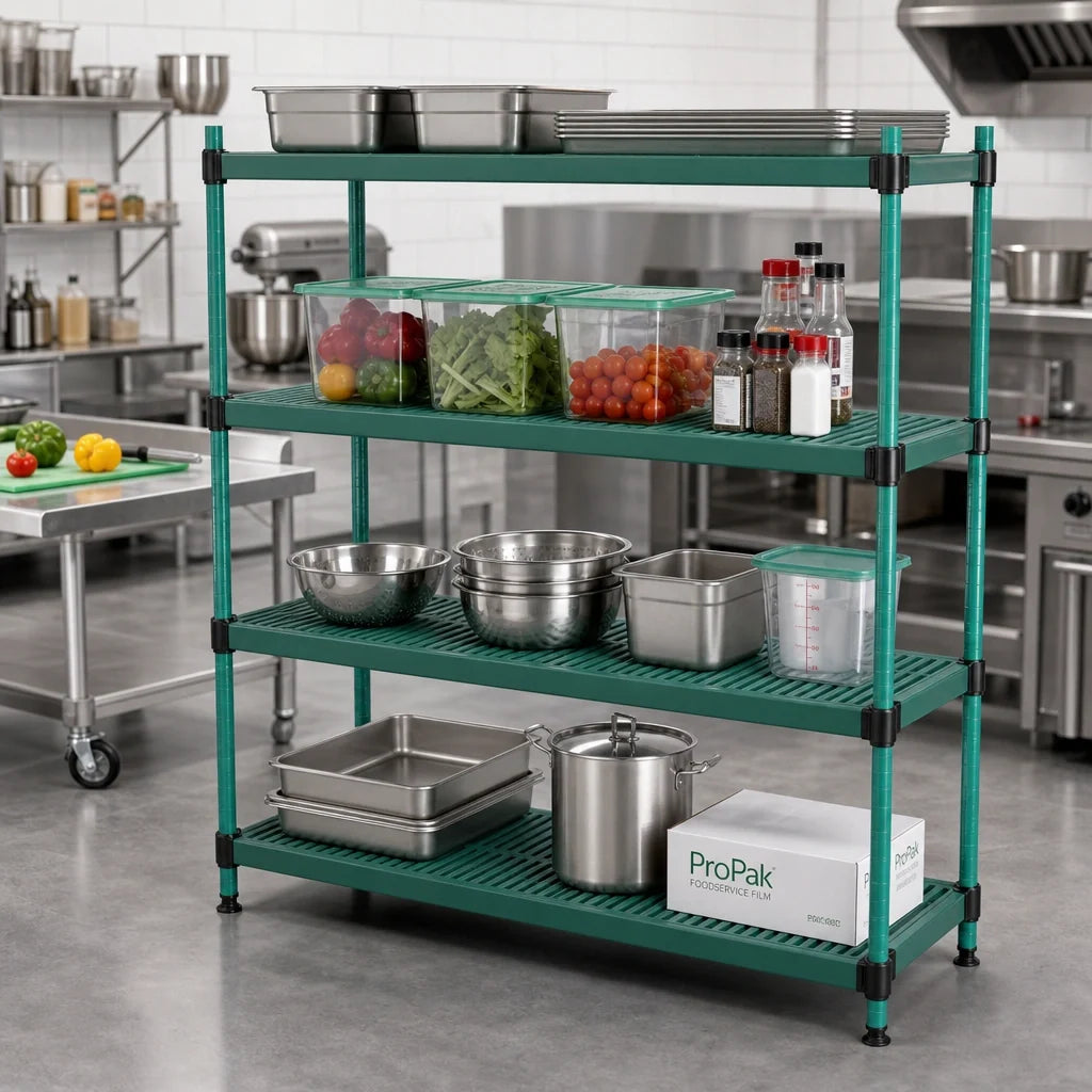 Eagle Group QuadPlus QPF-QA2436E-GS Solid Green Polymer Shelf Mat, 36 x 24 in, Antimicrobial, with Quad-Adjust Frame Case of 4