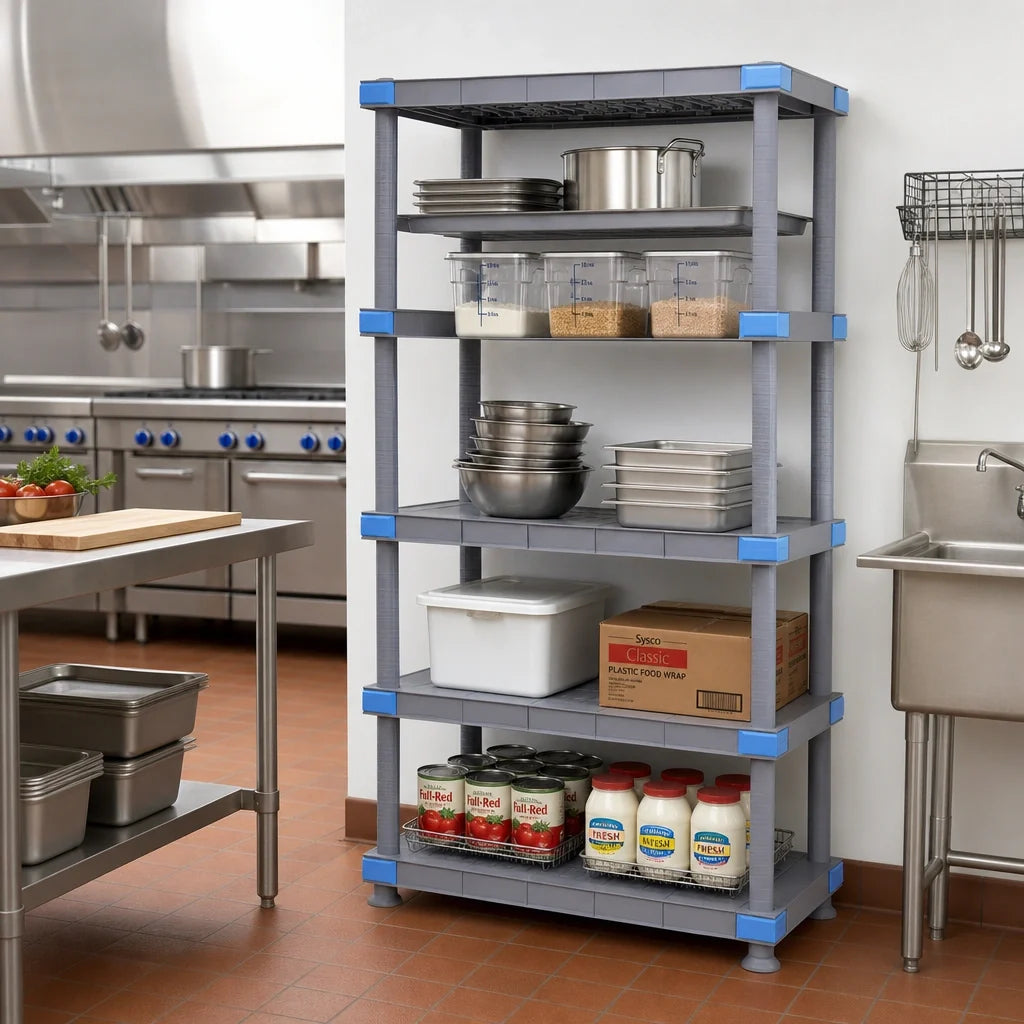 Quantum Millenia QP183086SS-5 All-Polymer Gray Solid Shelving Starter Unit, 30"W x 18"D x 86"H, 5 Shelves
