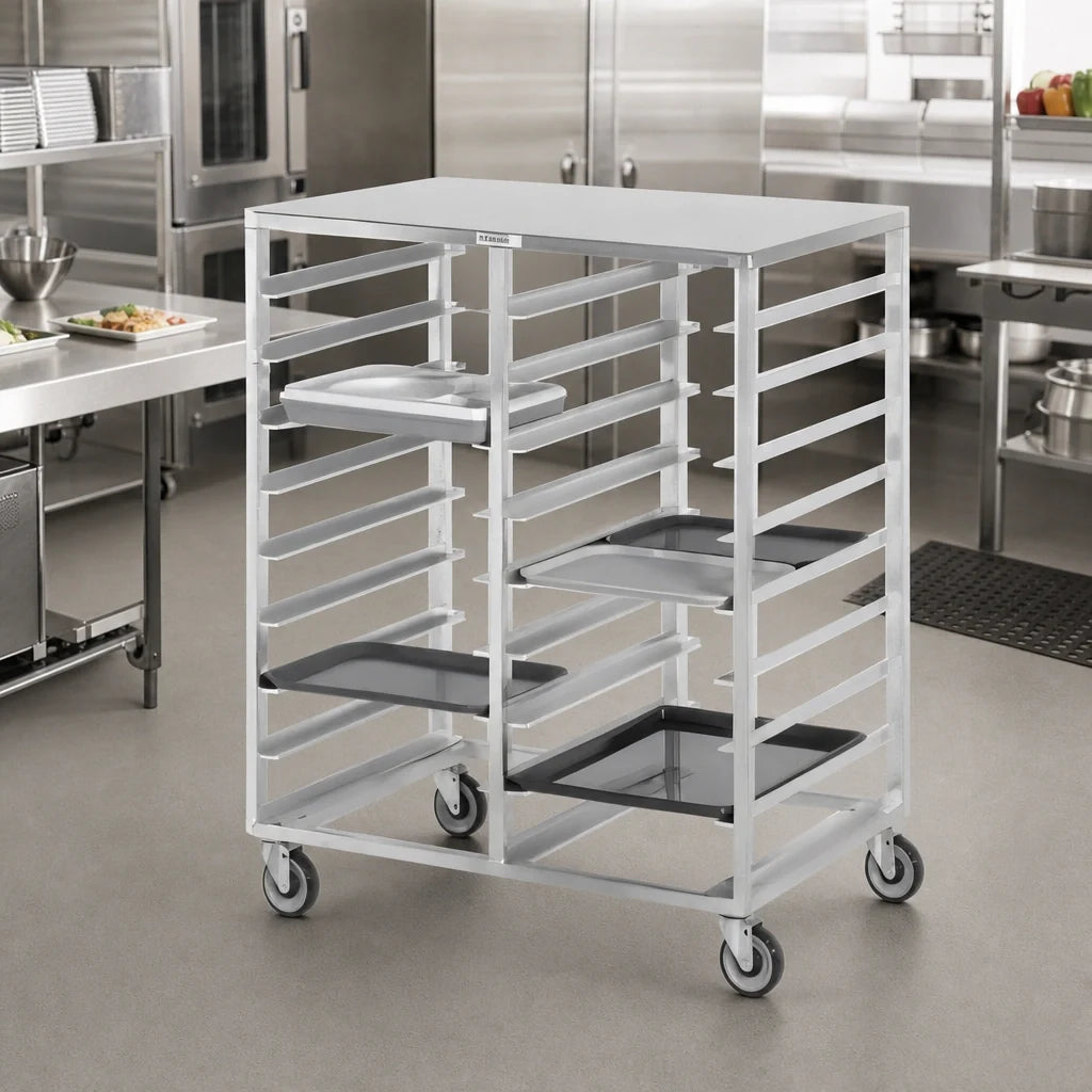 Channel Manufacturing CTR1418 Aluminum Cafeteria Tray Delivery Rack, Double Section, Side Load, 36-Tray Capacity