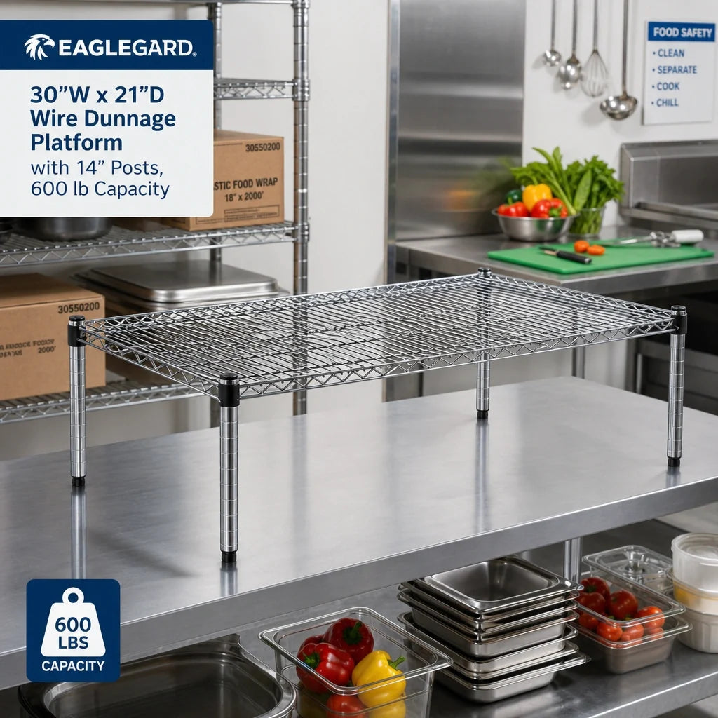 Eagle Group EagleGard PF2130-E Wire Dunnage Platform, 30"W x 21"D, 14" Posts, 600 lb. Capacity