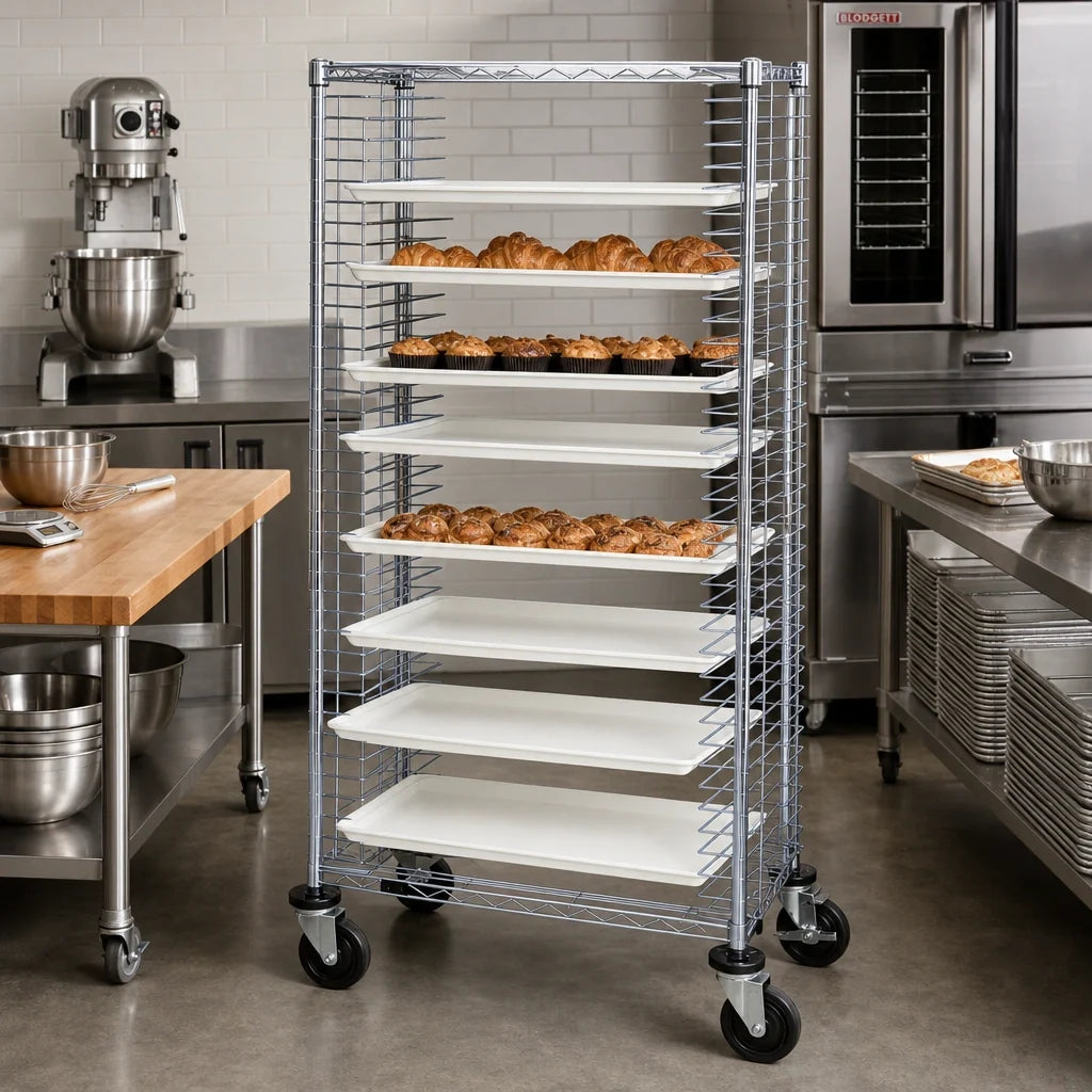 Quantum TC-39CO Mobile Conductive Side-Loading Full-Size Tray Cart, 39-Tray Capacity, Chrome-Plated
