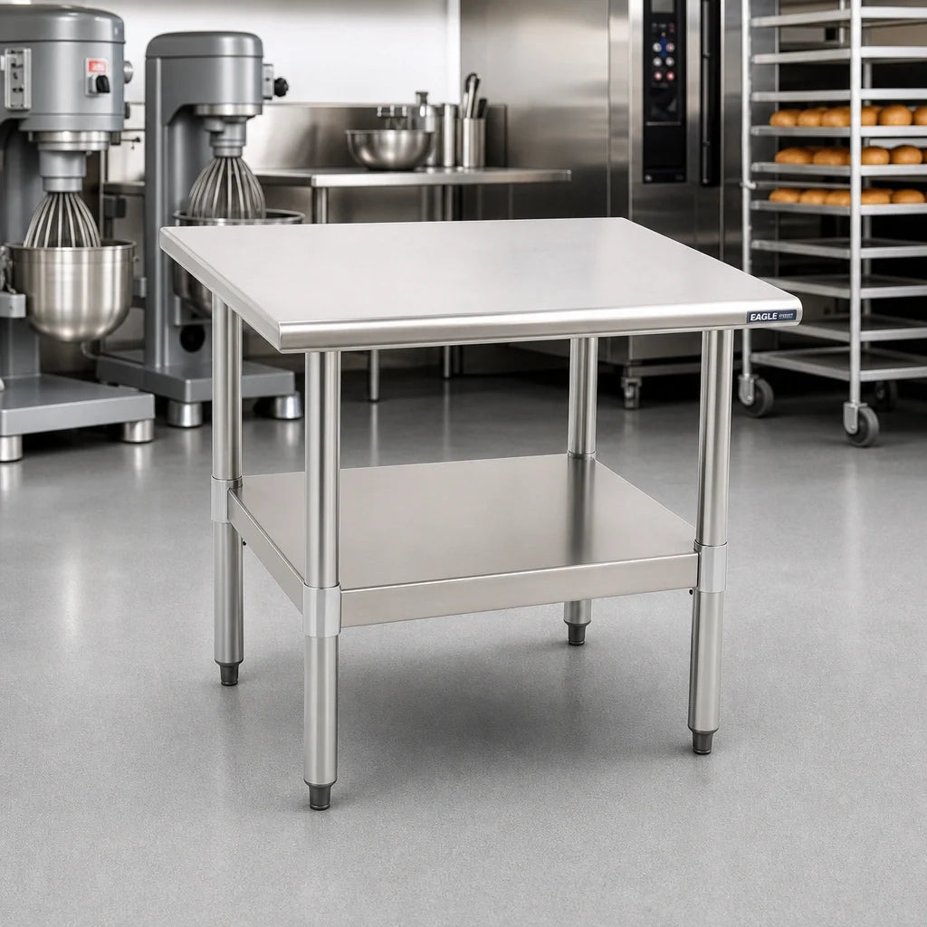 Eagle Group MS3036 Stationary Mixer Stand, Stainless Steel Top, Galvanized Adjustable Undershelf, 600 lb Capacity, 36 x 30 x 24 Inches