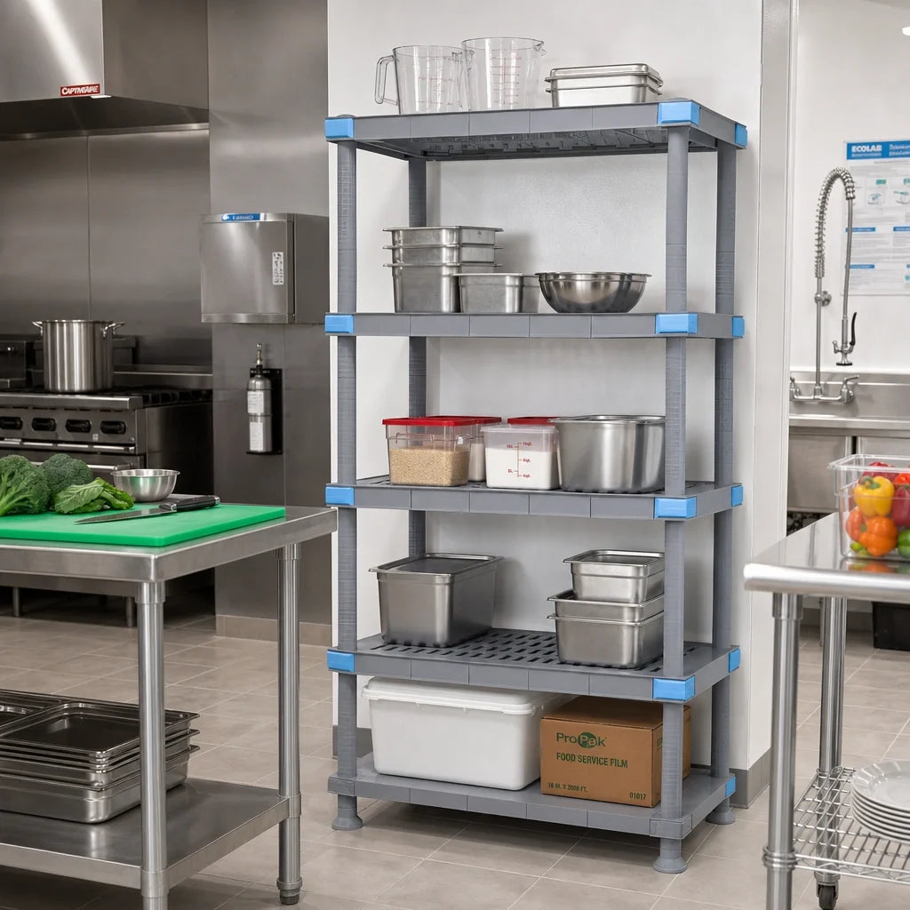 Quantum Millenia QP213686V4S1 36 x 21 x 86 in. Gray Polymer Shelving Starter Unit with 5 Shelves
