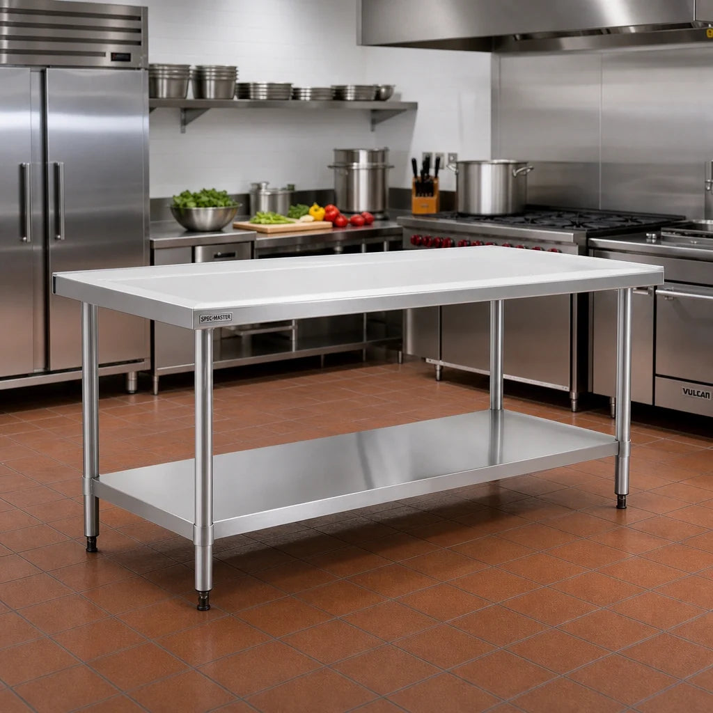 Eagle Group Spec-Master T36108SEM 108-Inch Stainless Steel Cocktail Station Work Table with Adjustable Undershelf, Flat Top, 36-Inch Deep