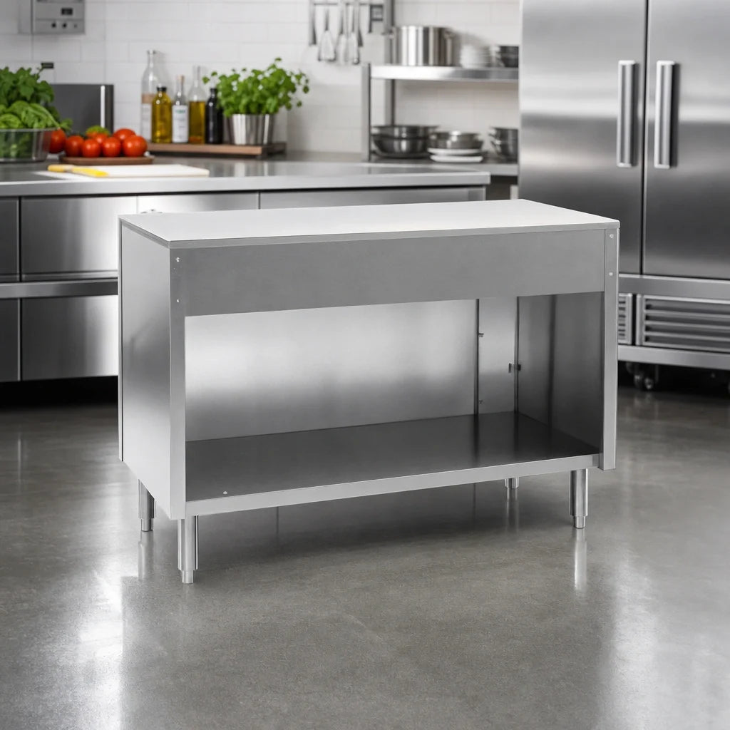 Eagle Group Spec-Master ST3OB 48-Inch 16-Gauge Stainless Steel Solid Top Utility Station with Open Front Base