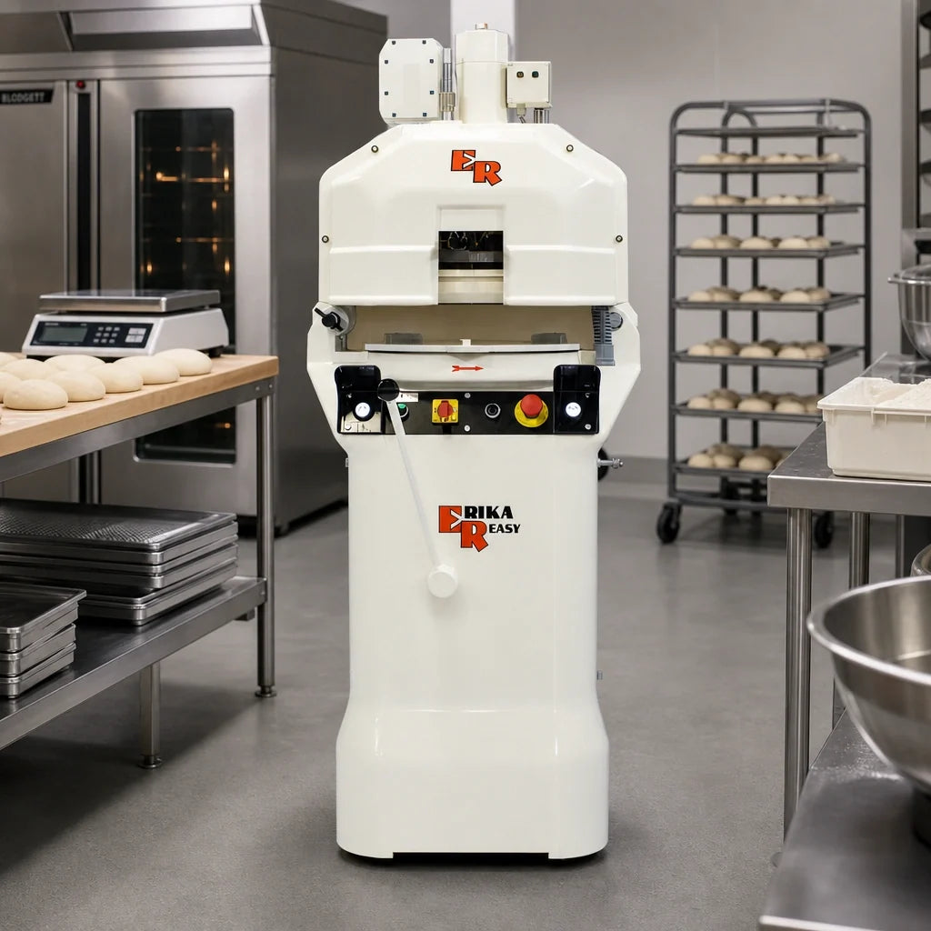 Erika Record Baking Equipment ER-EA7/71-RH/RD Semi-Automatic Floor Model Dough Divider/Rounder, 20-Part, 2.5-7.1 oz