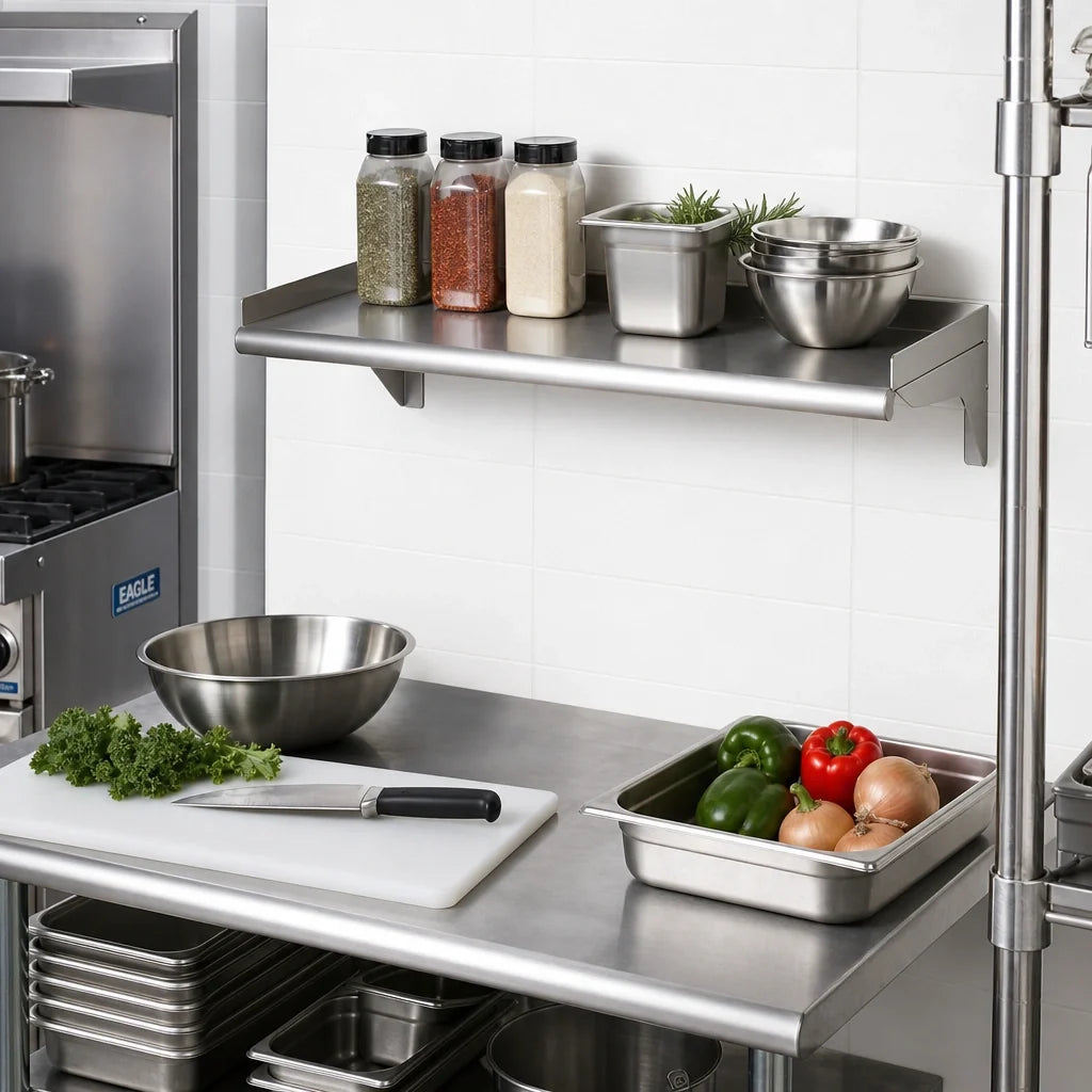 Eagle Group WS1024-16/3 24 x 10 Inch Wall-Mounted Shelf, 16-Gauge Type 304 Stainless Steel