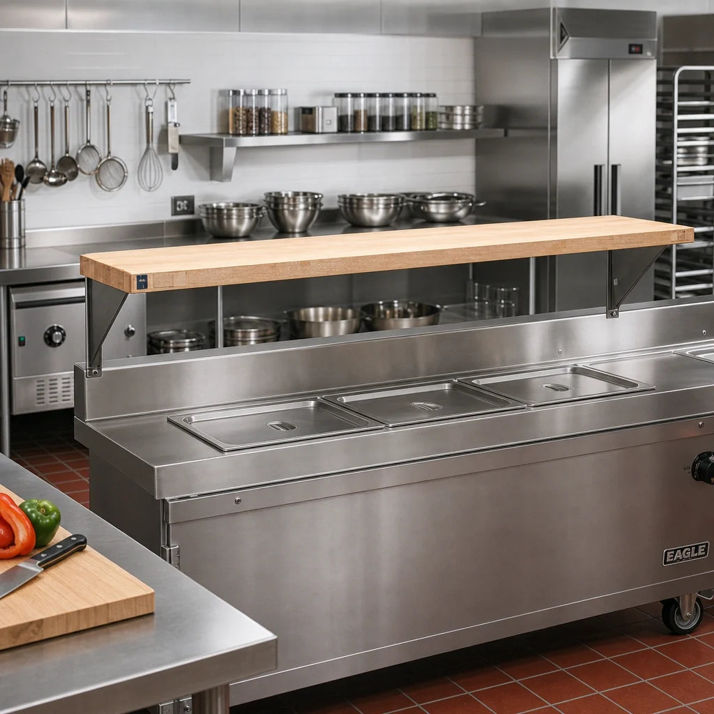 Eagle Group WB-HT5 Hardwood Cutting Board for HT5 Hot Food Table, 79W x 8D x 1-1/4" Thick, Stationary Brackets