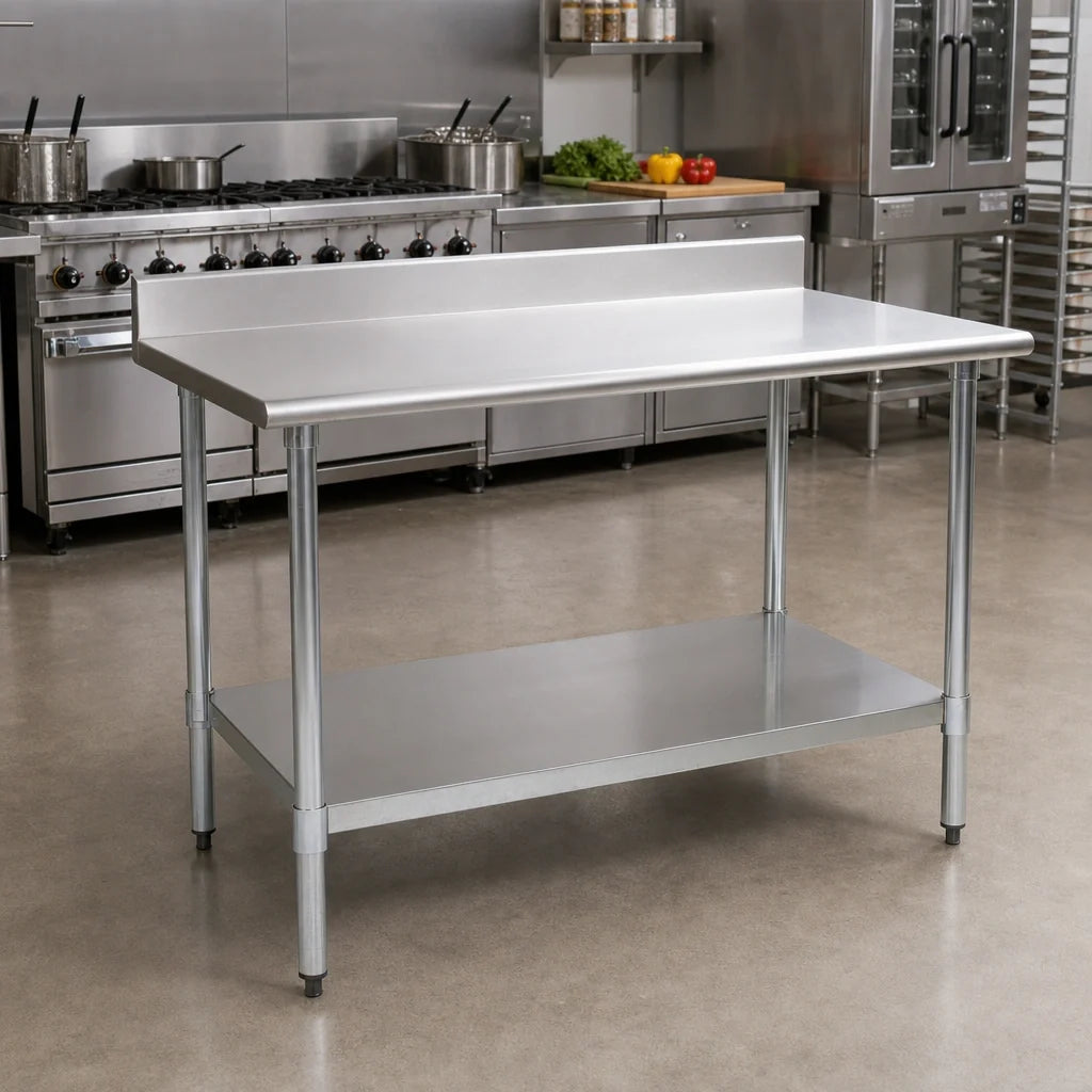 Eagle Group BlendPort® BPT-3072B-BS 72 x 30 Inch 430 Stainless Steel Work Table with 4-1/2-Inch Backsplash and Undershelf