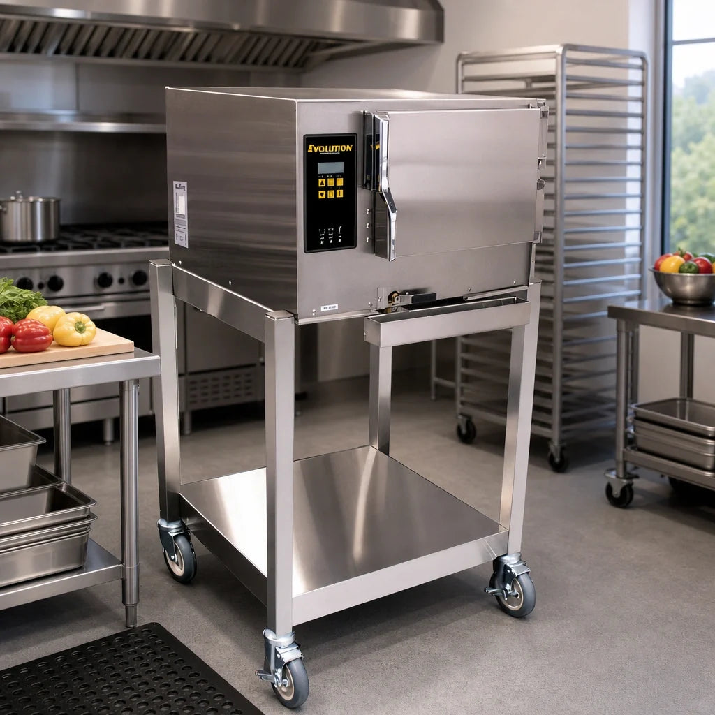 AccuTemp Evolution E34803E140 SGL Boilerless Convection Steamer, 1 Compartment, 3-Pan, Digital Controls, Floor Model with Stand