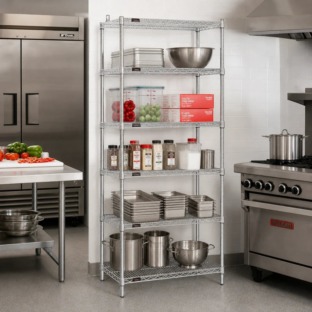 Eagle Group S5-74-2130S 5-Tier Wire Starter Shelving Unit, 30"W x 21"D x 74"H, Stainless Steel Finish