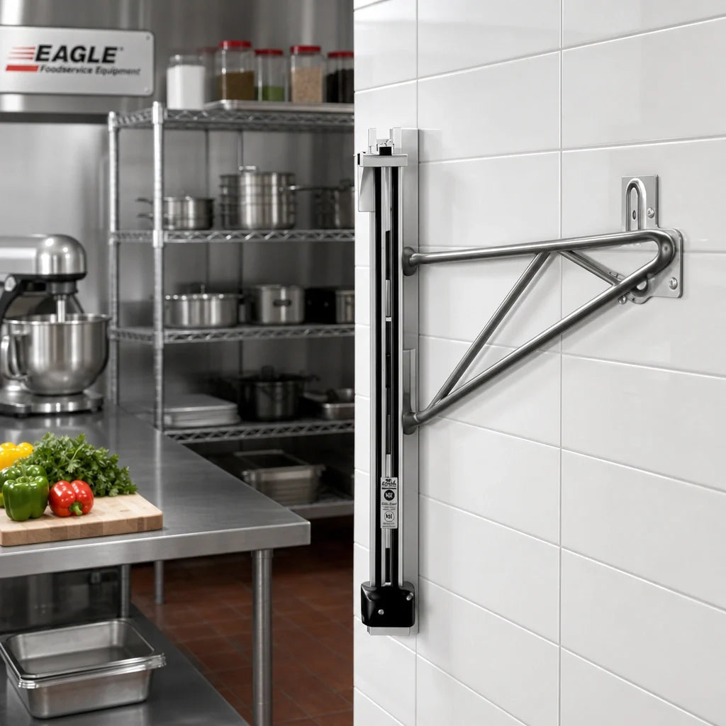 Eagle Group Valu-Gard PWE18-1VG Adjustable Post Wire Wall Mount End Unit, 18-Inch Deep, 14-Inch Posts, Green Epoxy