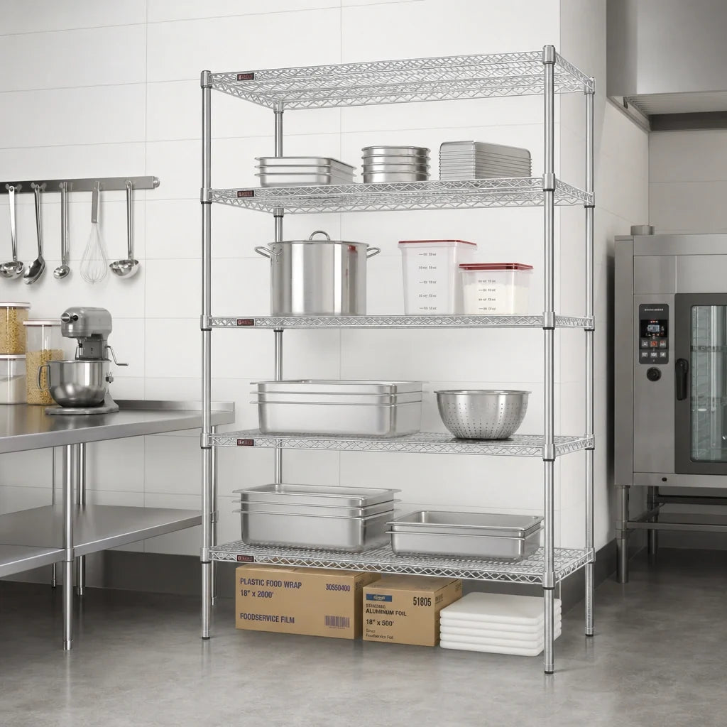 Eagle Group S5-74-2472S 72"W x 24"D x 74"H 5-Tier Stainless Steel Wire Starter Shelving Unit