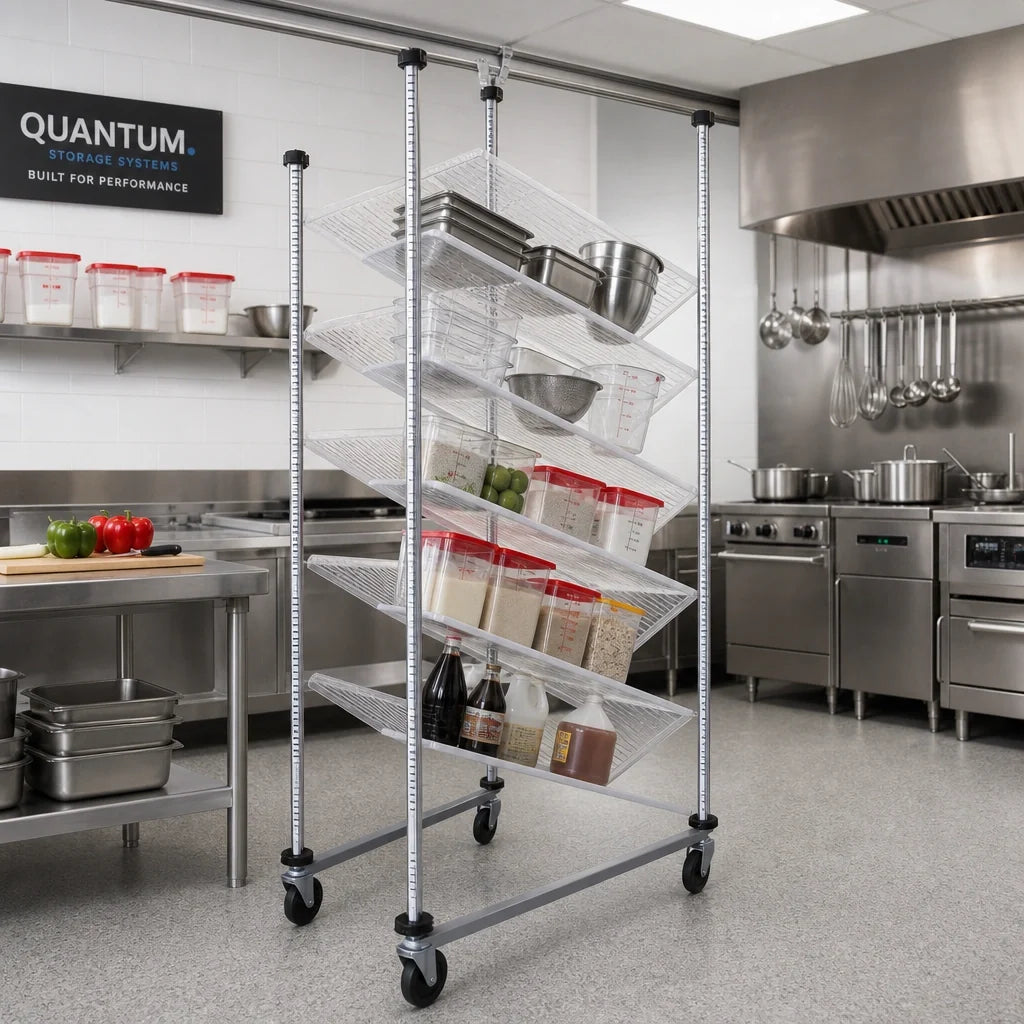 Quantum TTK-M21 Mobile Kit for 21-Inch Overhead Track Shelving, Chrome, 74-Inch Posts