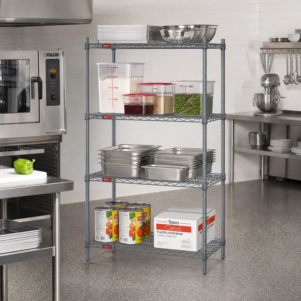 Eagle Group Valu-Master S4-74-2130V 4-Tier Wire Starter Shelving Unit, 30 x 21 x 74 Inches, Pewter Gray Epoxy Finish
