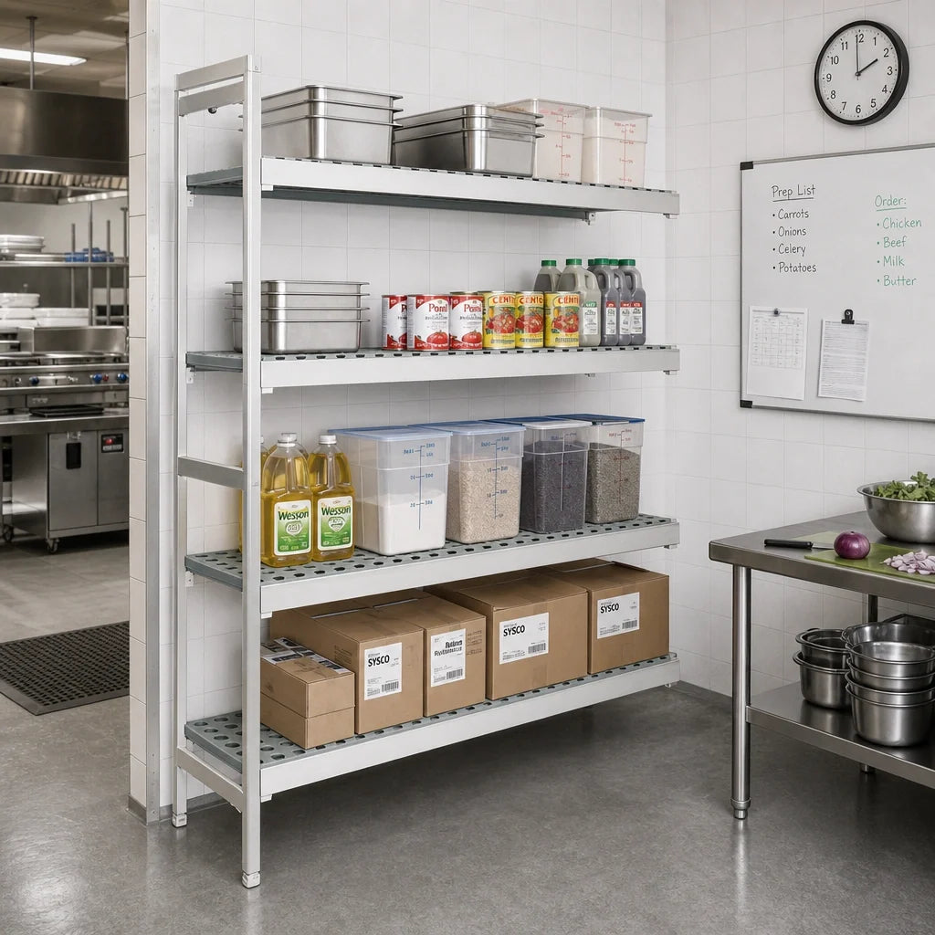 Fermod Fermostock 4R42A71-E 4-Tier Perforated Polymer Shelving Add-On Unit, 42W x 14D x 71H