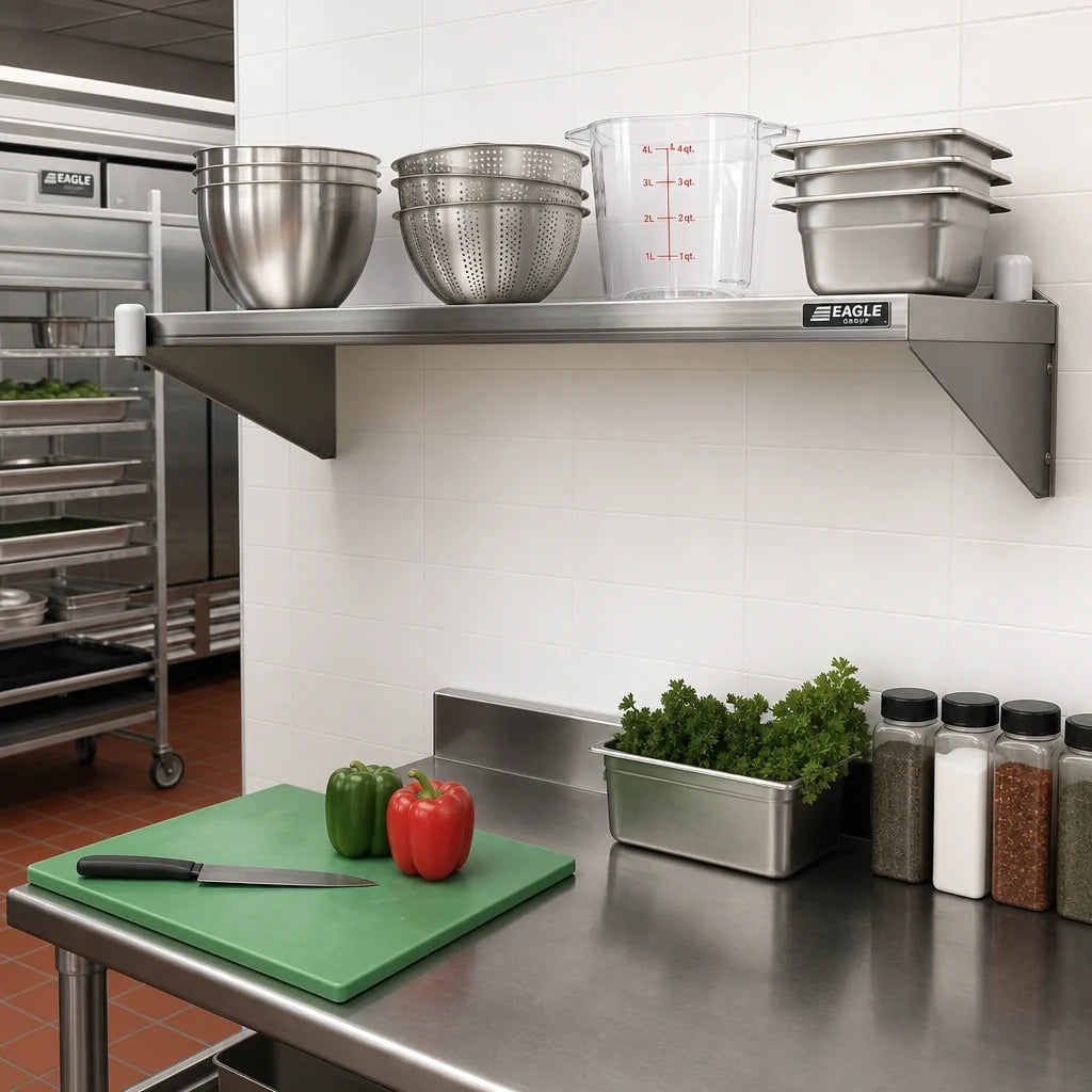 Eagle Group MMBCSS-K-24-R Right-Hand Single-Knob C Shelf Bracket, 24-Inch, Stainless Steel, for Cantilevered Shelving
