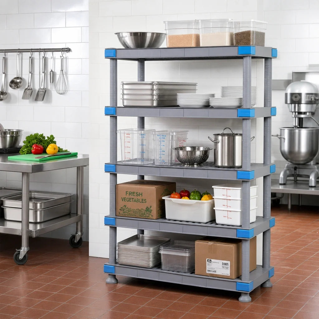 Quantum QP247262VS-5 5-Shelf Polymer Shelving Unit, Open-Grid, 72"W x 24"D x 62"H, 2,000 lb. Capacity