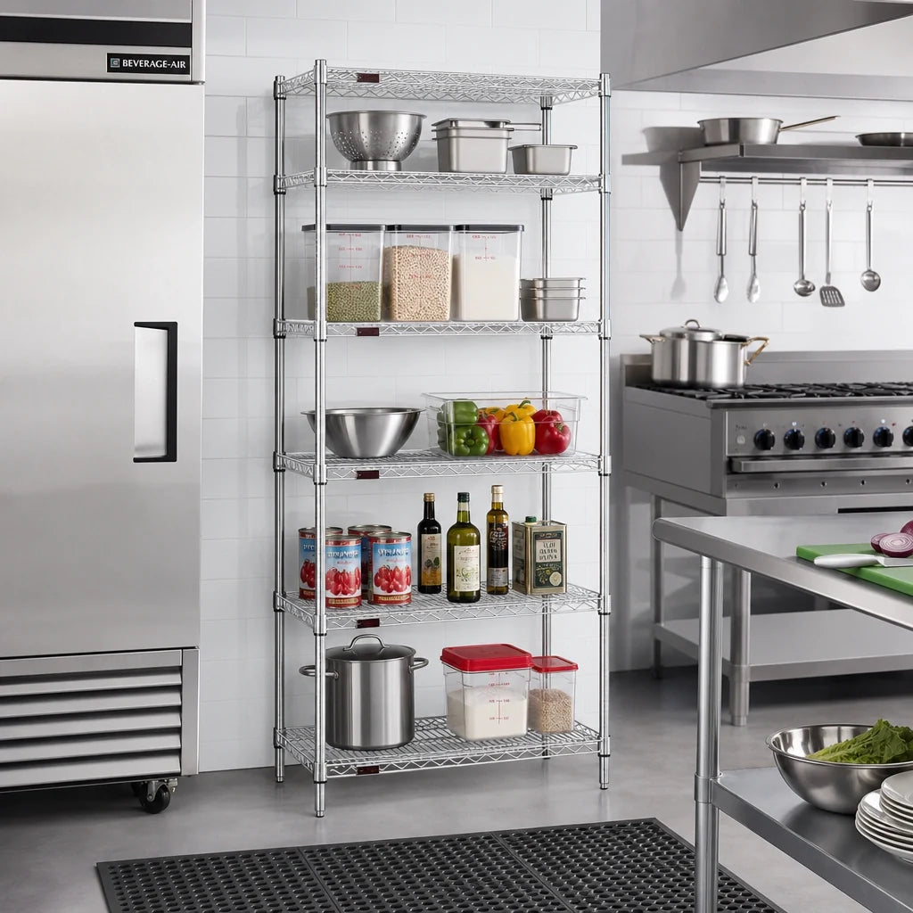 Eagle Group S5-86-2130C 5-Tier Starter Wire Shelving Unit, 30 x 21 x 86 Inches, Chrome-Plated