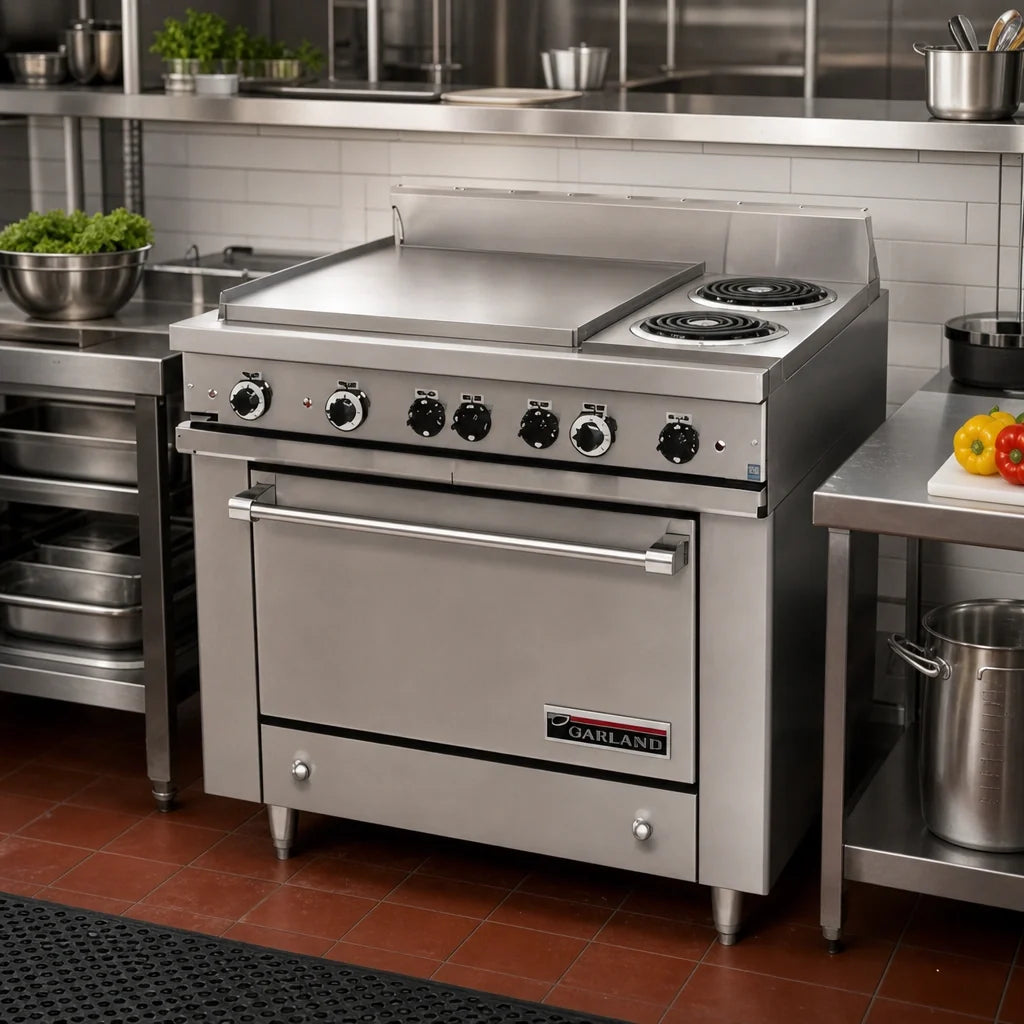 Garland 36E Series 36ES39 36-Inch Electric Six-Zone Boil Section Range with Storage Base