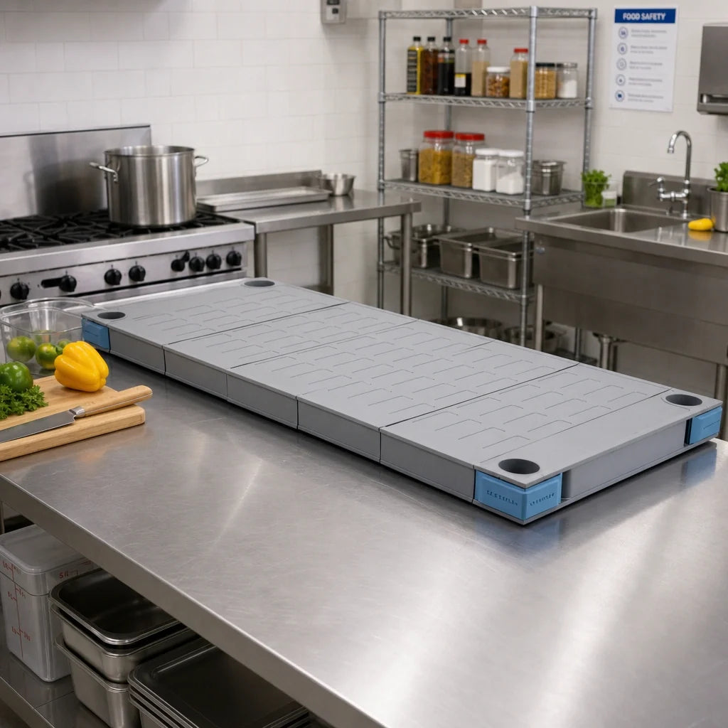 Quantum Millenia QP1872SS 72"W x 18"D Gray Polymer Solid Shelf with Removable Mat, 1000 lb. Capacity