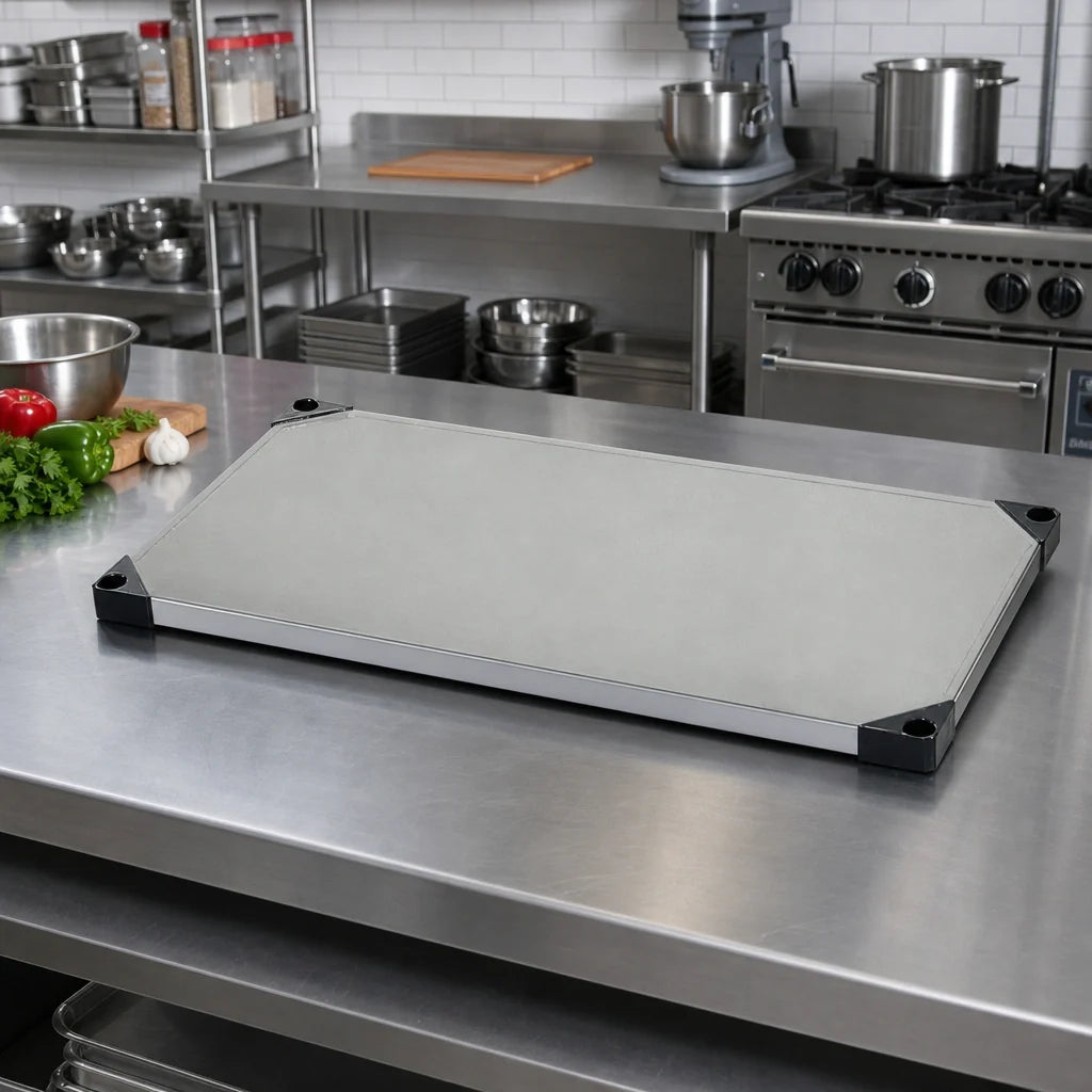 Quantum 2460SS 60"W x 24"D 304 Stainless Steel Solid Shelf with Marine Edge