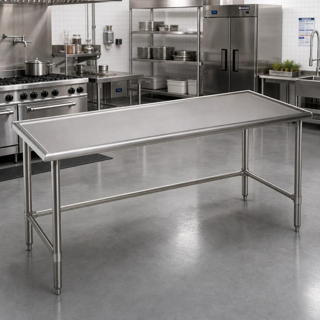 Eagle Group Spec-Master T36120STEM Stainless Steel Work Table, 120 x 36 in, 14-Gauge 300 Series Top, Marine Edge, Open Base