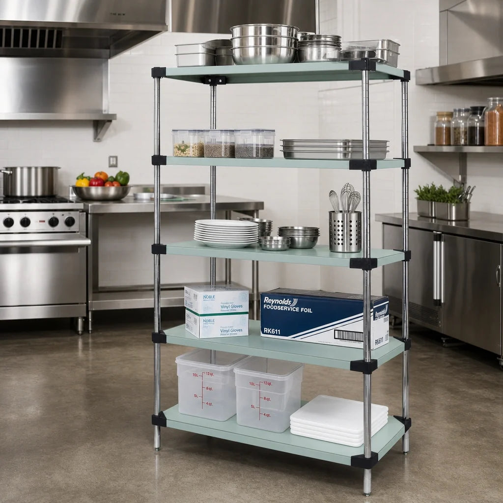 Quantum WRS5-54-1836SS 5-Shelf Solid 304 Stainless Steel Shelving Starter Kit, 36 x 18 x 54 Inch