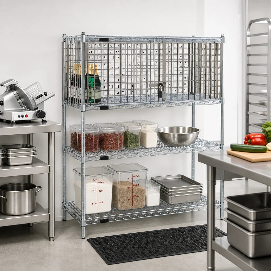 Eagle Group EAGLEbrite SECM2130Z Wire Shelving Security Enclosure Kit, 30W x 21D, Hinged Doors, 20-Inch Shelf Spacing, Zinc