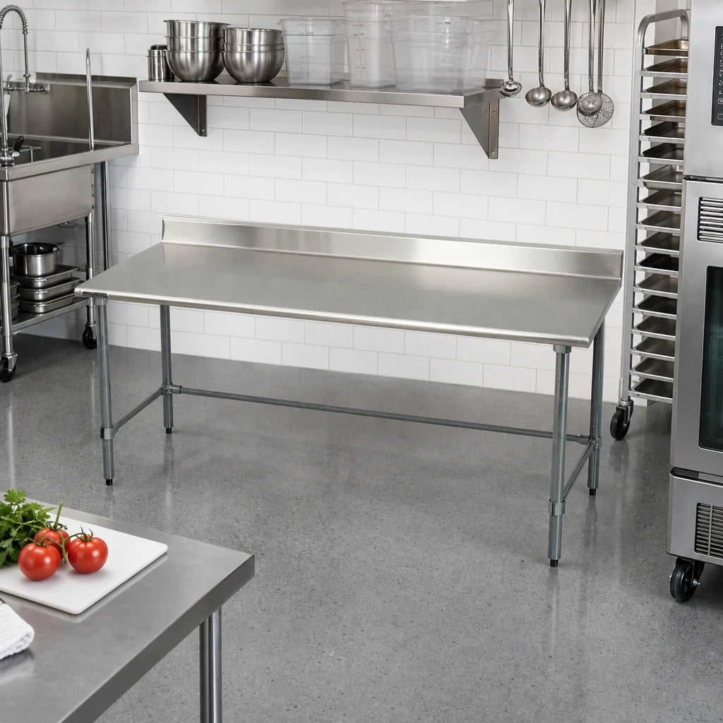 Eagle Group BlendPort® BPT-3084GTEB-BS 84 x 30 in Stainless Steel Work Table with 4-1/2 in Backsplash and Galvanized Open Base