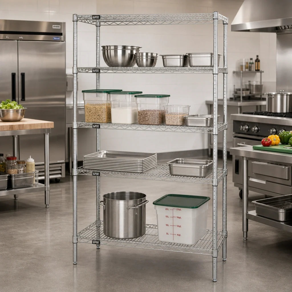 Quantum WR74-3042S 4-Shelf Wire Shelving Starter Unit, 42 x 30 x 74 Inches, 304 Stainless Steel
