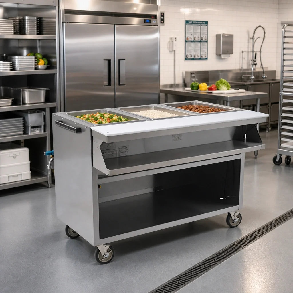 Eagle Group Spec-Master SPHT3CB-240-3 3-Pan Electric Sealed-Well Hot Food Table with AutoFill, Mobile, 48-Inch