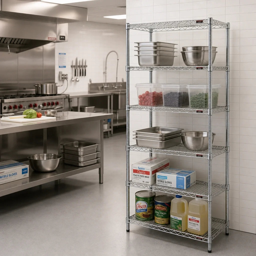 Eagle Group S4-63-2424S 4-Tier Wire Shelving Starter Unit, Stainless Steel Finish, 24"W x 24"D x 63"H