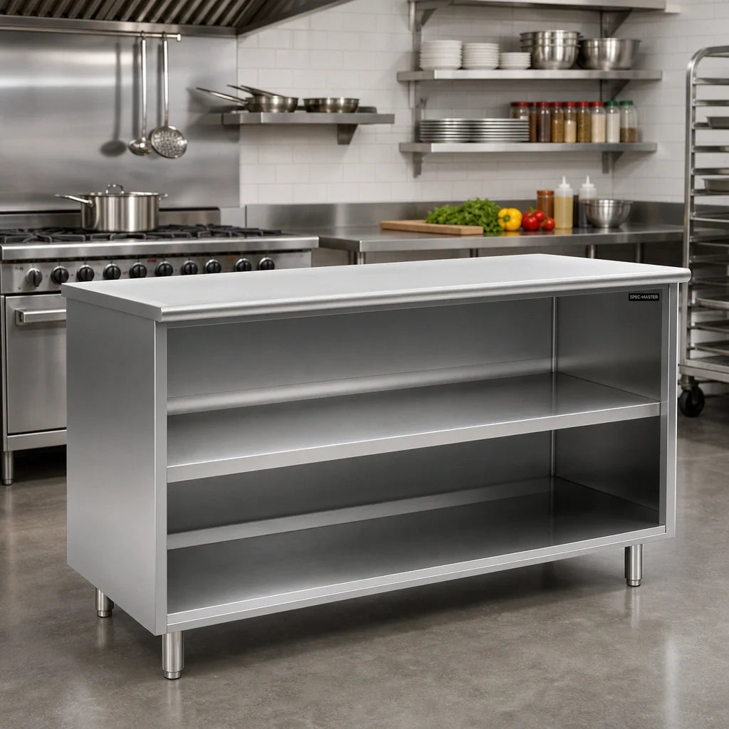 Eagle Group Spec-Master PC1872SE-CS 72-Inch Open Front Stainless Steel Plate Cabinet with Fixed Shelf