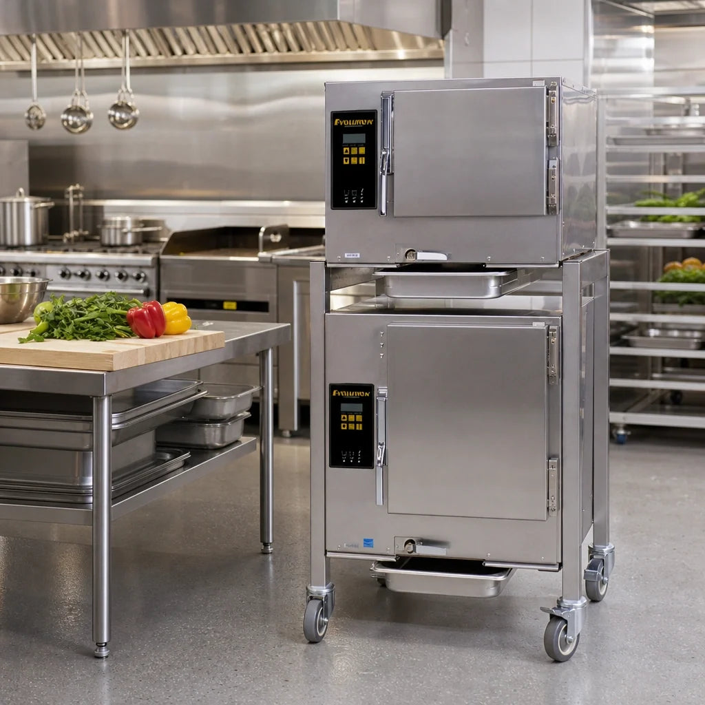 AccuTemp Evolution E3/E62081D060 DBL Two-Compartment Connectionless Boilerless Convection Steamer, Digital Controls, 9 Full-Size Pan Capacity, Stand