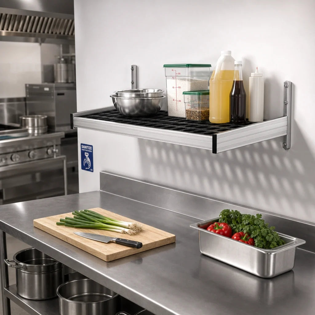 Fermod WSB38 Vented Wall-Mounted Shelving Unit, 38"W x 18"D, Anodized Aluminum