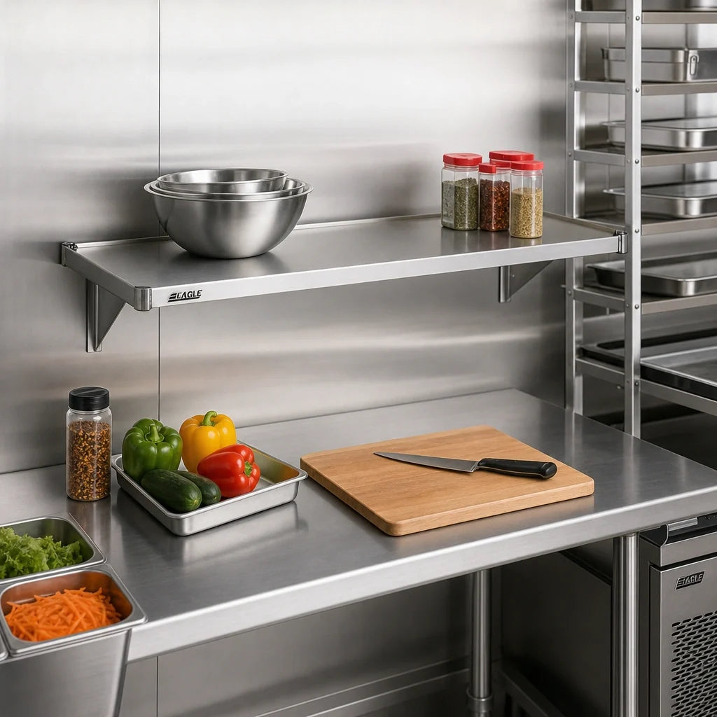 Eagle Group SS1430G Solid Galvanized Steel Shelf, 30"W x 14"D, Marine Edge, 600 lb. Capacity Case of 4