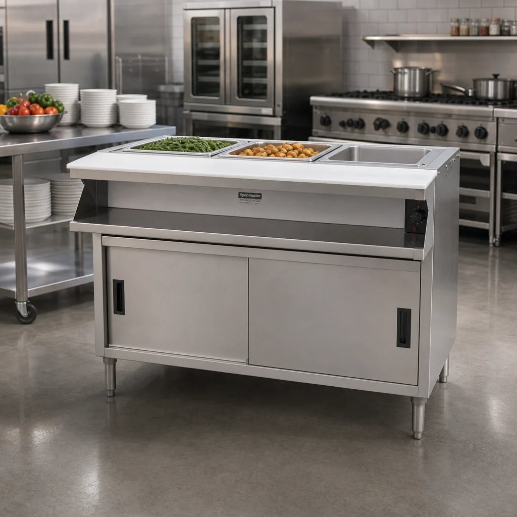 Eagle Group Spec-Master SHT2CB-240 33-Inch Electric Sealed Well Hot Food Table, 2 Wells, Sliding Doors, 240V