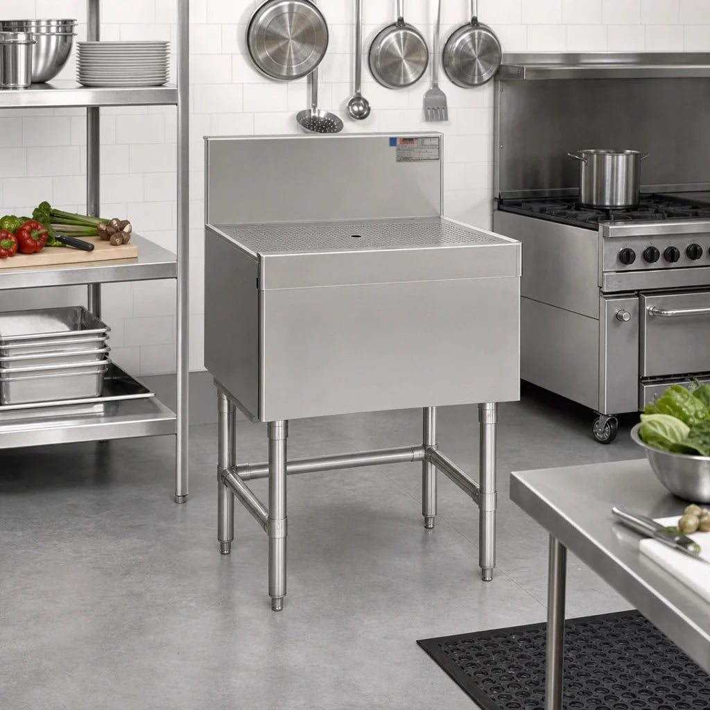 Eagle Group Spec-Bar WB30-24 Freestanding Stainless Steel Workboard, 30 x 24 Inch, Perforated Insert, Open Base, 8 Inch Backsplash
