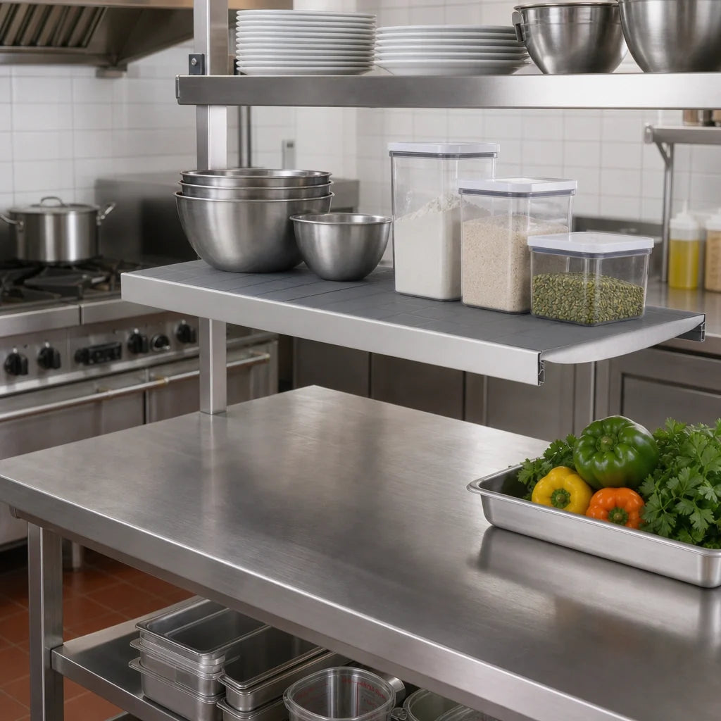 Fermod Fermostock 64276EX-R1 42" W x 22" D Horizontal Solid Polymer Shelf, 800 lb. Capacity, Removable Dishwasher-Safe Inserts